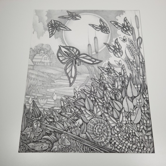 VTG Dan Thompson Fine Arts Advanced Adult Coloring Pages 7 Fantasy Dragon Fairy - Picture 8 of 9